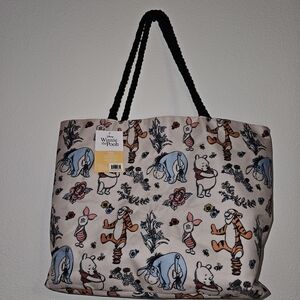 Disney Winnie the Pooh Patterned Tote Bag - Cream and Black